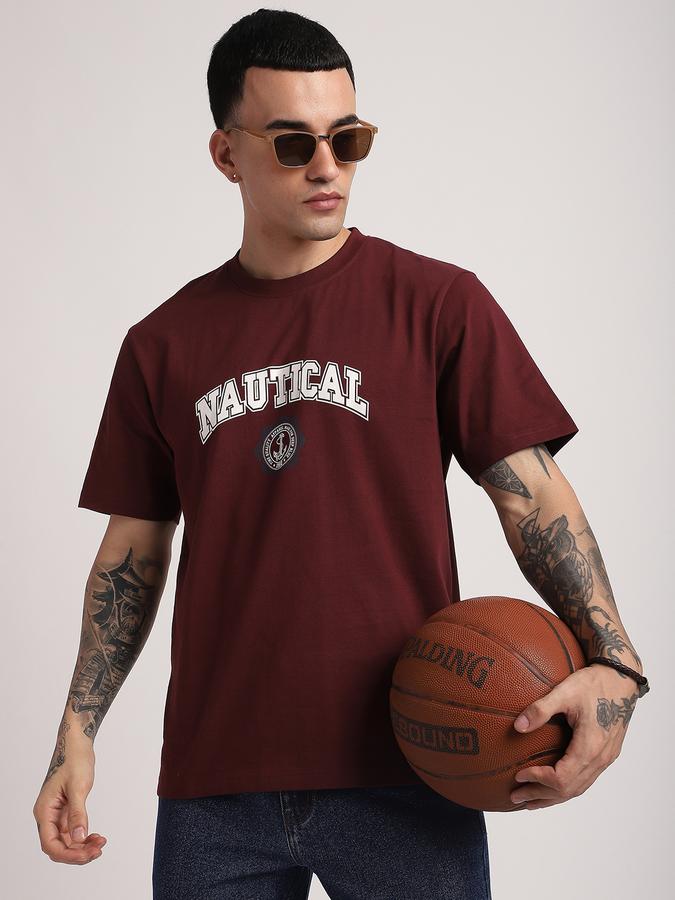 Men Cotton Relaxed Fit Crew Neck Typographic T-shirt